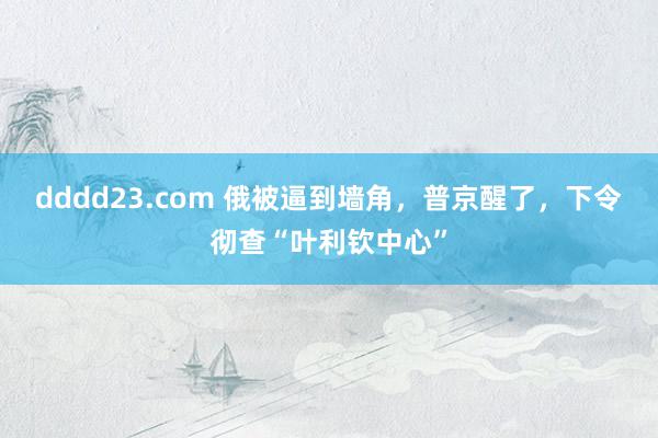 dddd23.com 俄被逼到墙角，普京醒了，下令彻查“叶利钦中心”