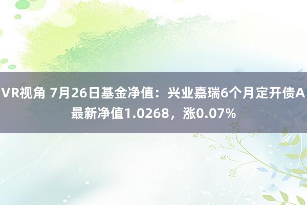 VR视角 7月26日基金净值：兴业嘉瑞6个月定开债A最新净值1.0268，涨0.07%