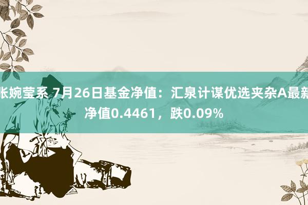 张婉莹系 7月26日基金净值：汇泉计谋优选夹杂A最新净值0.4461，跌0.09%