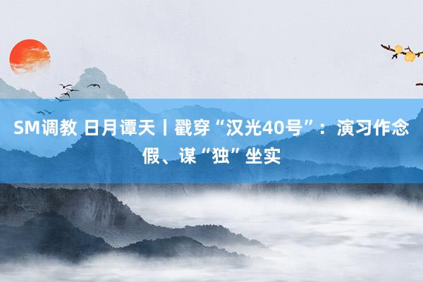 SM调教 日月谭天丨戳穿“汉光40号”：演习作念假、谋“独”坐实