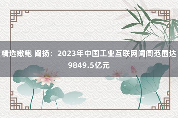 精选嫩鲍 阐扬：2023年中国工业互联网阛阓范围达9849.5亿元