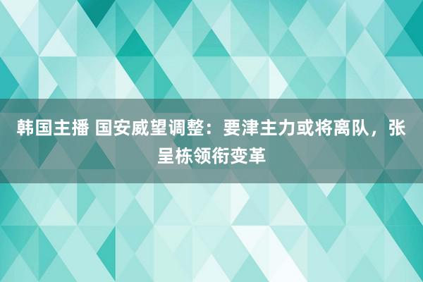 韩国主播 国安威望调整：要津主力或将离队，张呈栋领衔变革