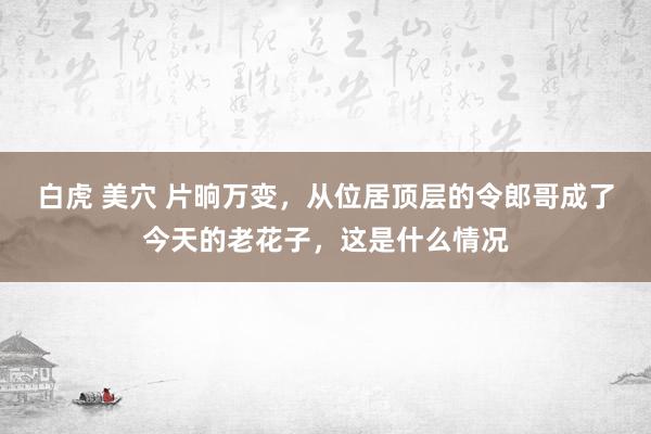 白虎 美穴 片晌万变，从位居顶层的令郎哥成了今天的老花子，这是什么情况