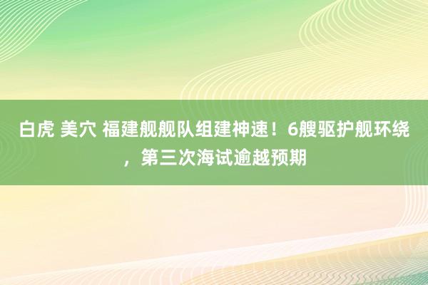 白虎 美穴 福建舰舰队组建神速！6艘驱护舰环绕，第三次海试逾越预期